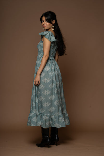 Sky Dance Long Maxi Dress in Diamonds of Bohemia Pattern