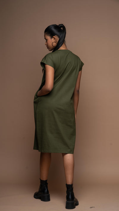 Tri-Cut Comfort Jersey Dress - Olive Green