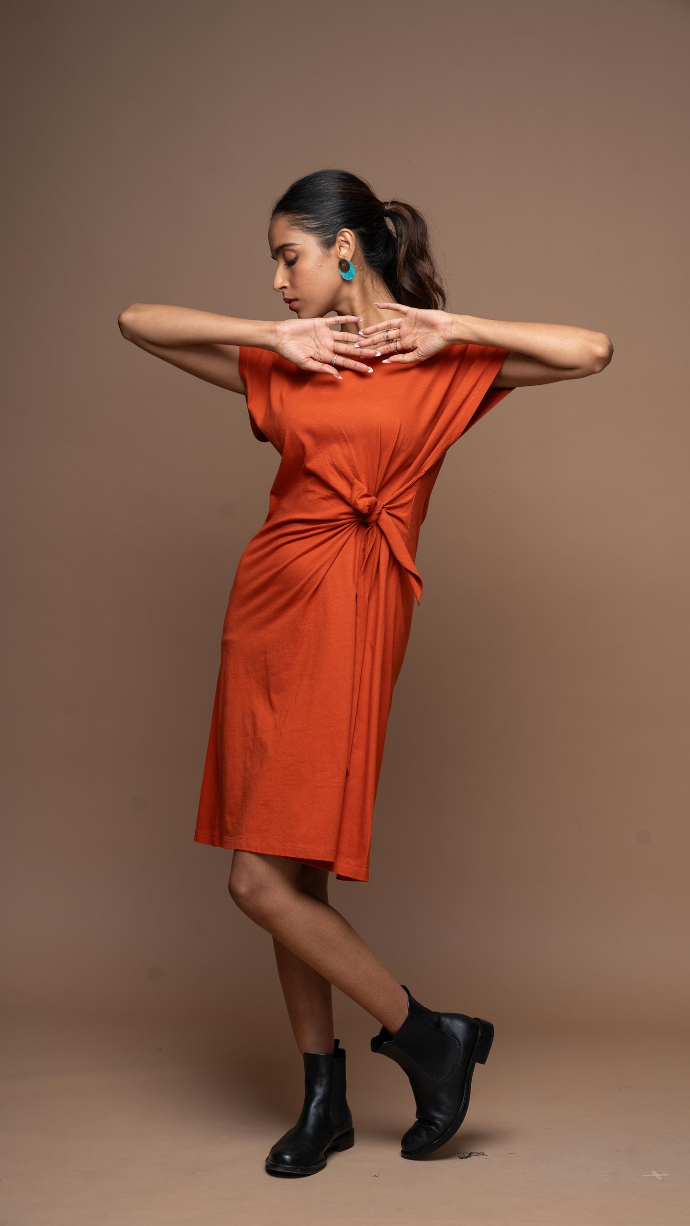 Knot Me Pretty Jersey Dress - Rust