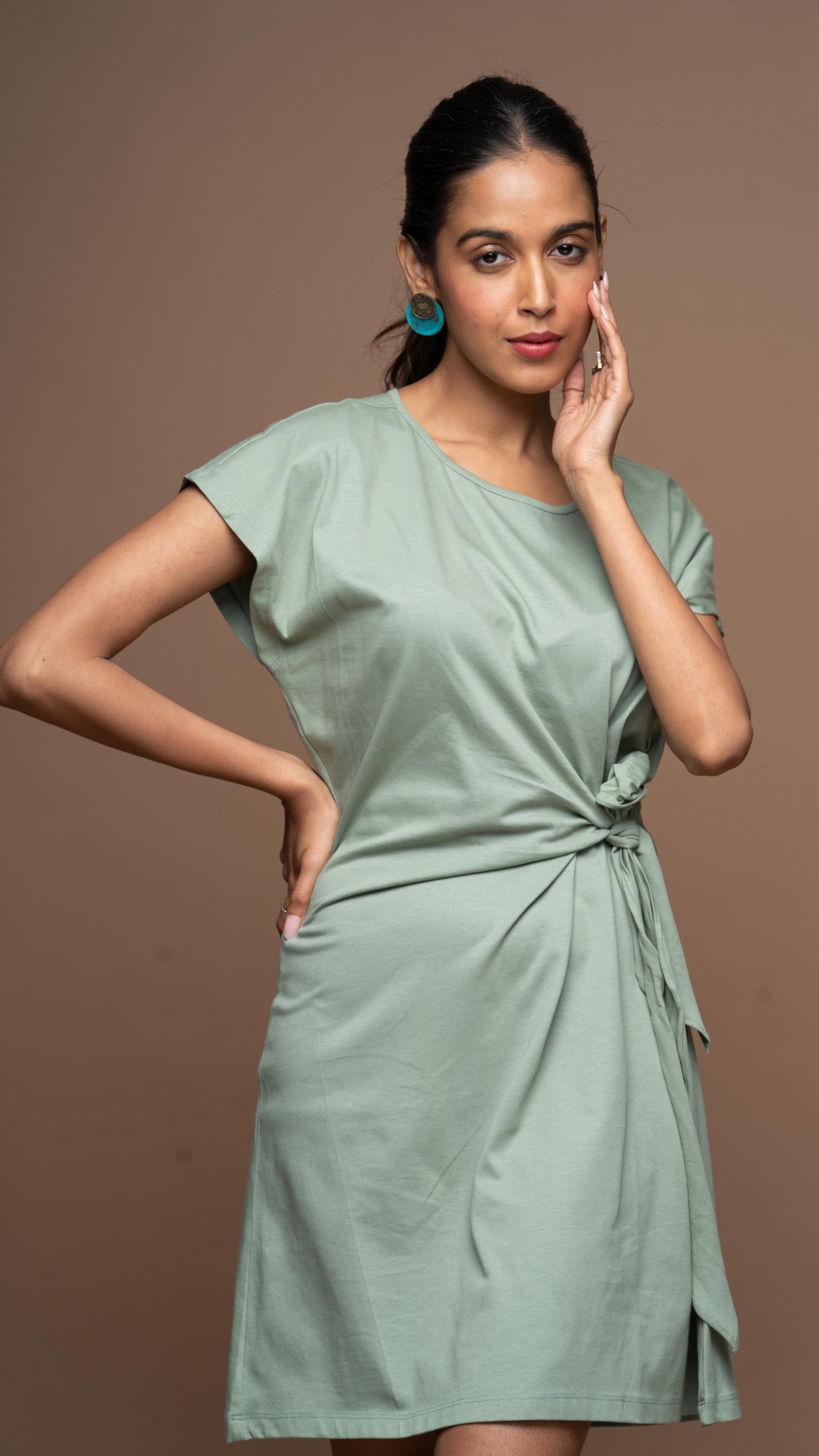 Knot Me Pretty Jersey Dress - Sage Green