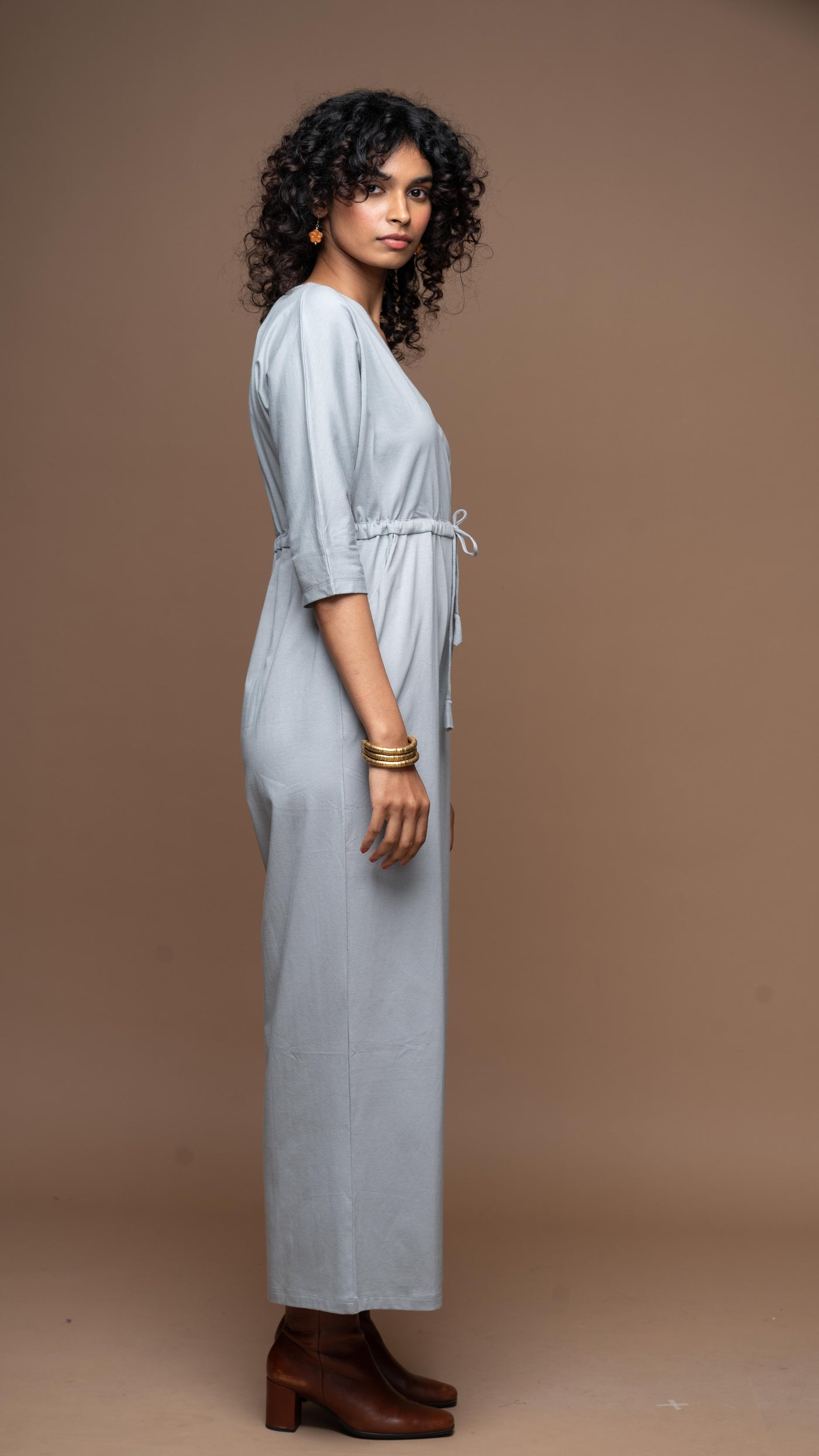 Timeless Crossover Jumpsuit in Gray Blue