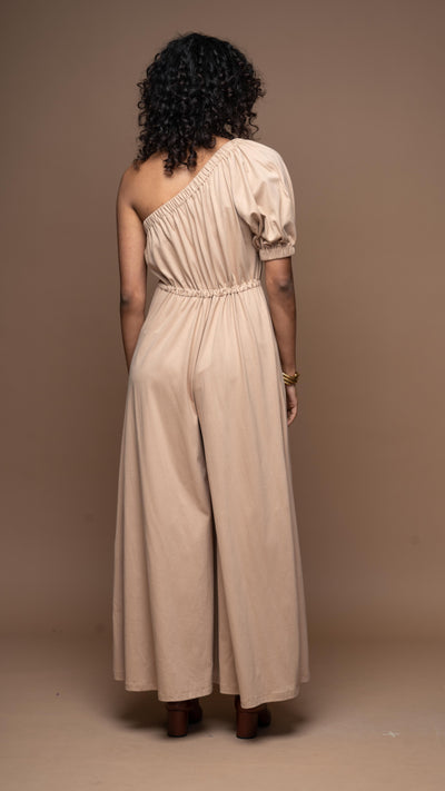 One Side Story Jumpsuit in Beige