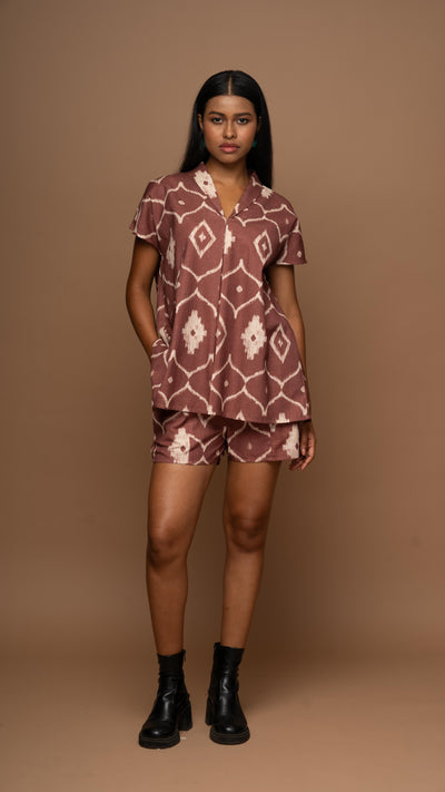 Mauve Reverie Co-ord Shorts Set in Moroccan Dreams Pattern