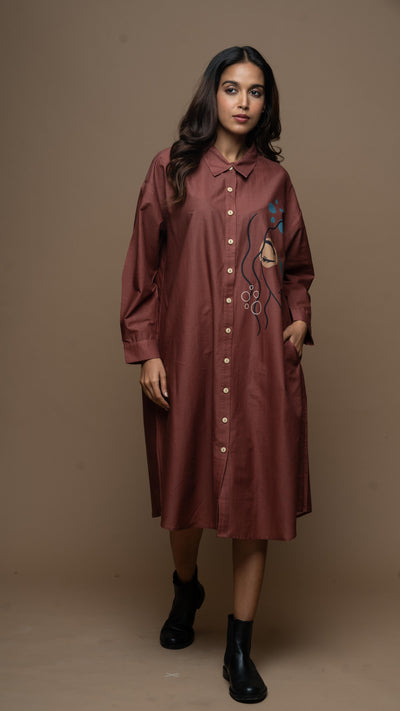 Marsala Tranquil Lady Shirt Dress