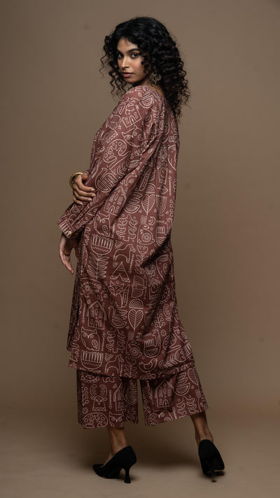 Marsala Sana Co-ord Kurta Set in Simply Scandi Pattern