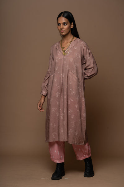 Mocha Sway Kurta in Good Morning Pattern