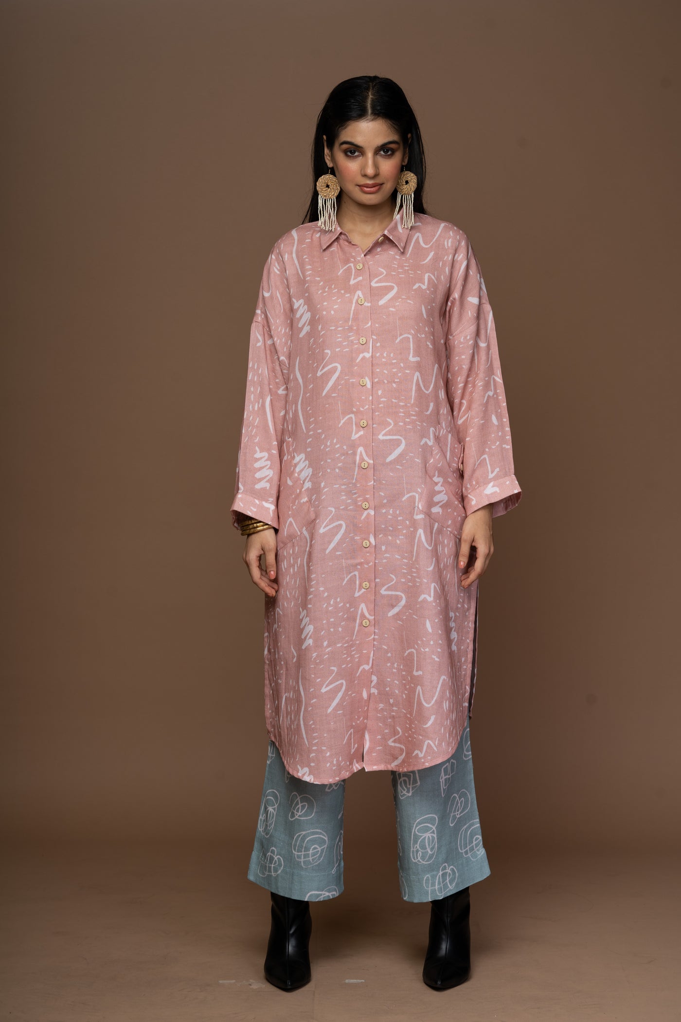 Blush Lira Kurta in Notes and Scribbles Pattern