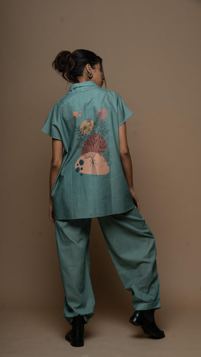 Dusky Sage Botanical Borders: Co-ord Pants Set