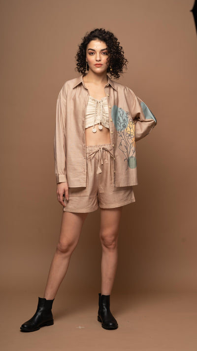 Delicate Beige Grow With Grace: Co-ord Shorts Set