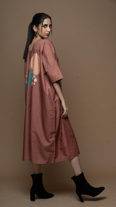 Calming Mocha Peak Panorama Shirt Dress