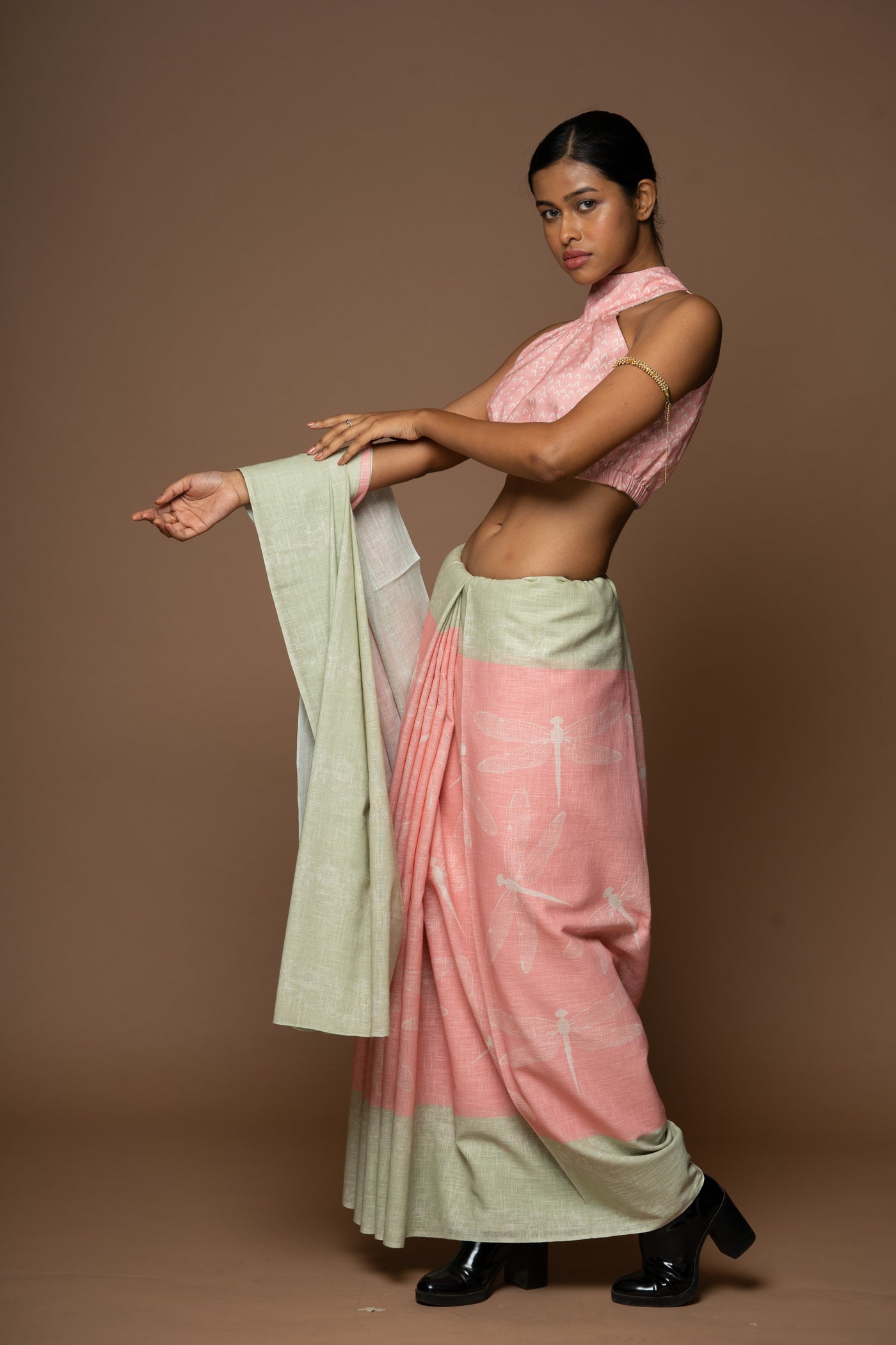 Chasing Dragonflies Linen Sari