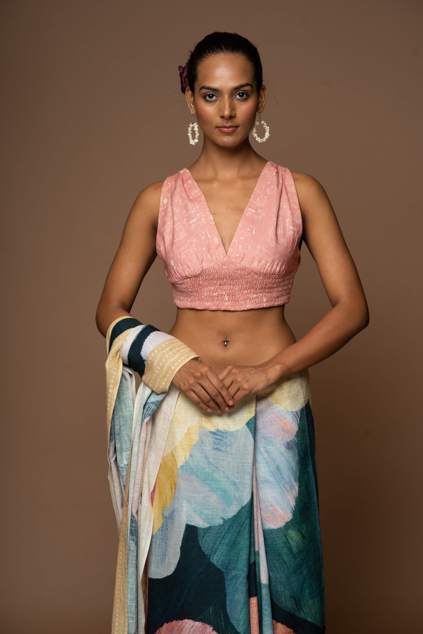 Artful Strokes Linen Sari