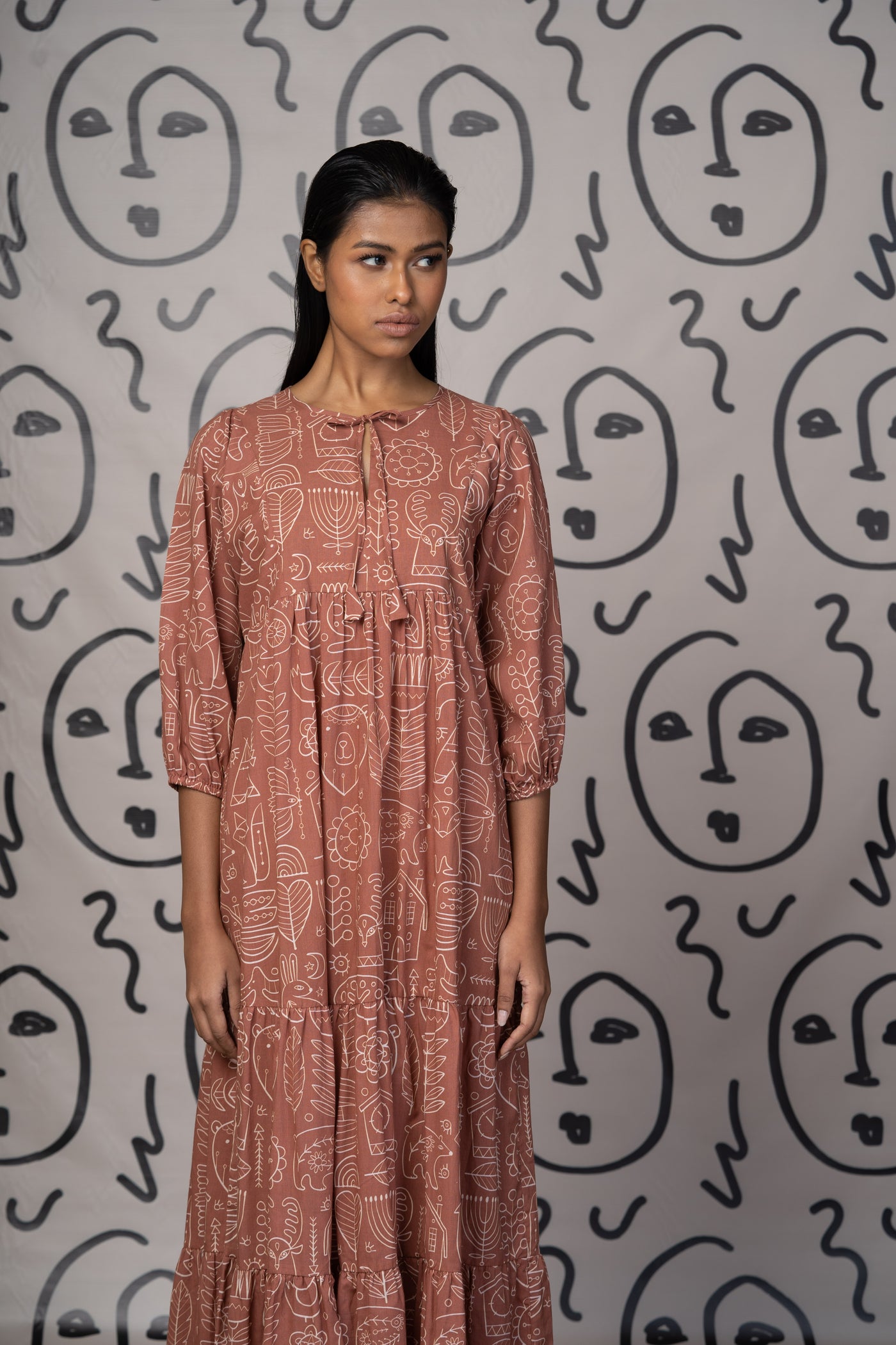 Timeless Charm Long Maxi Dress in Simply Scandi Pattern