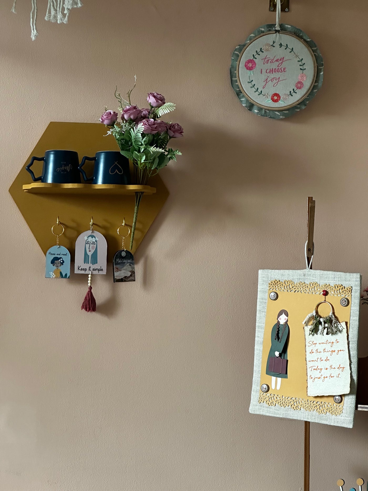 Mustard Hexagon Hub Wall Shelf