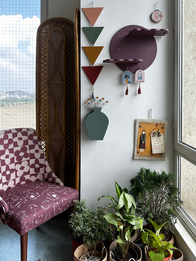 Dusky Mauve Dual-Deck Circle Wall Shelf