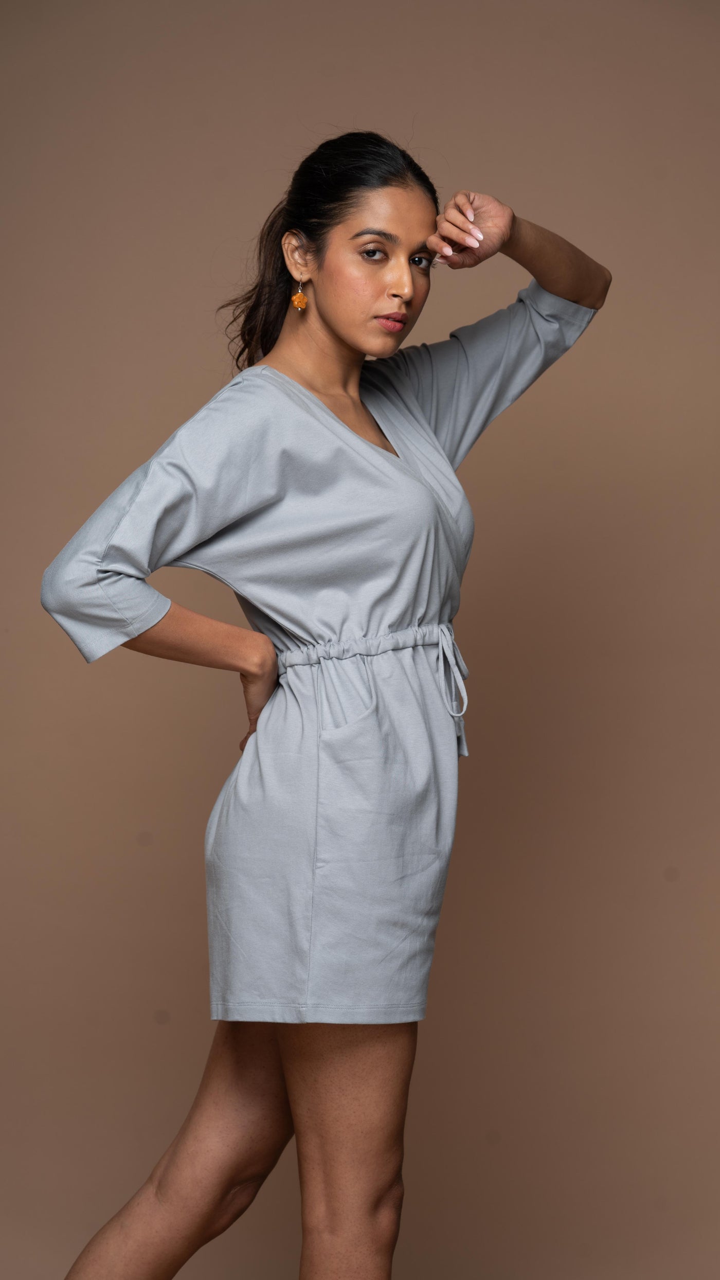 Timeless Crossover Jumpsuit in Gray Blue