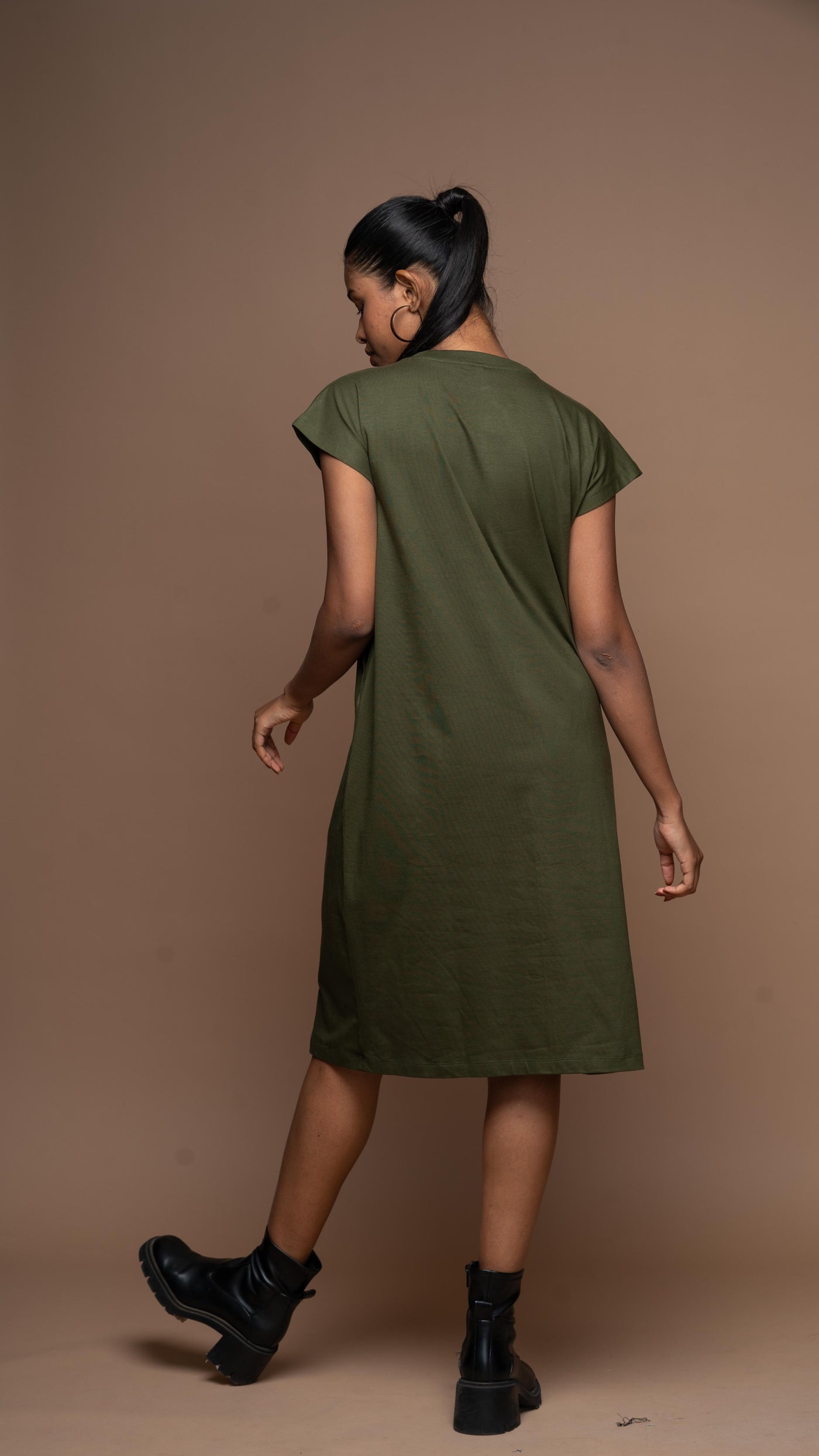 Tri-Cut Comfort Jersey Dress - Olive Green