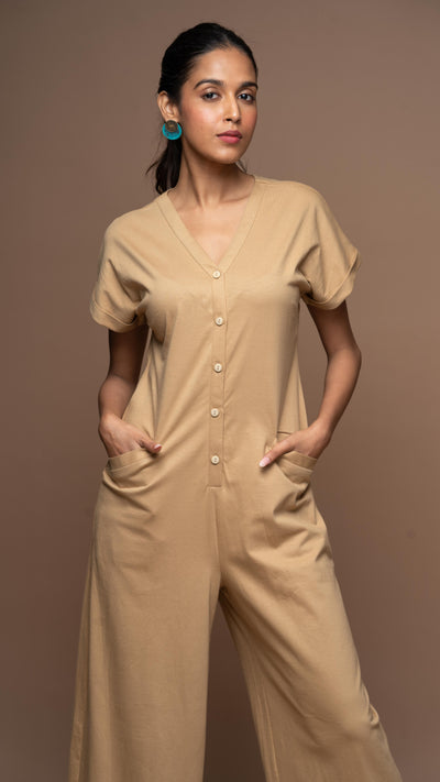 Vogue V Jumpsuit in Beige