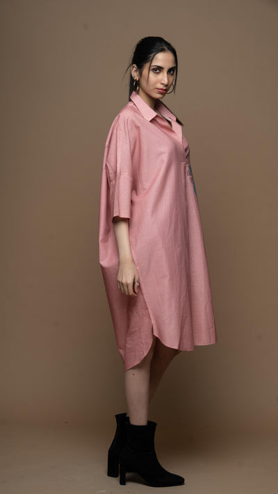 Dusty Rose Floral Whispers Shirt Dress