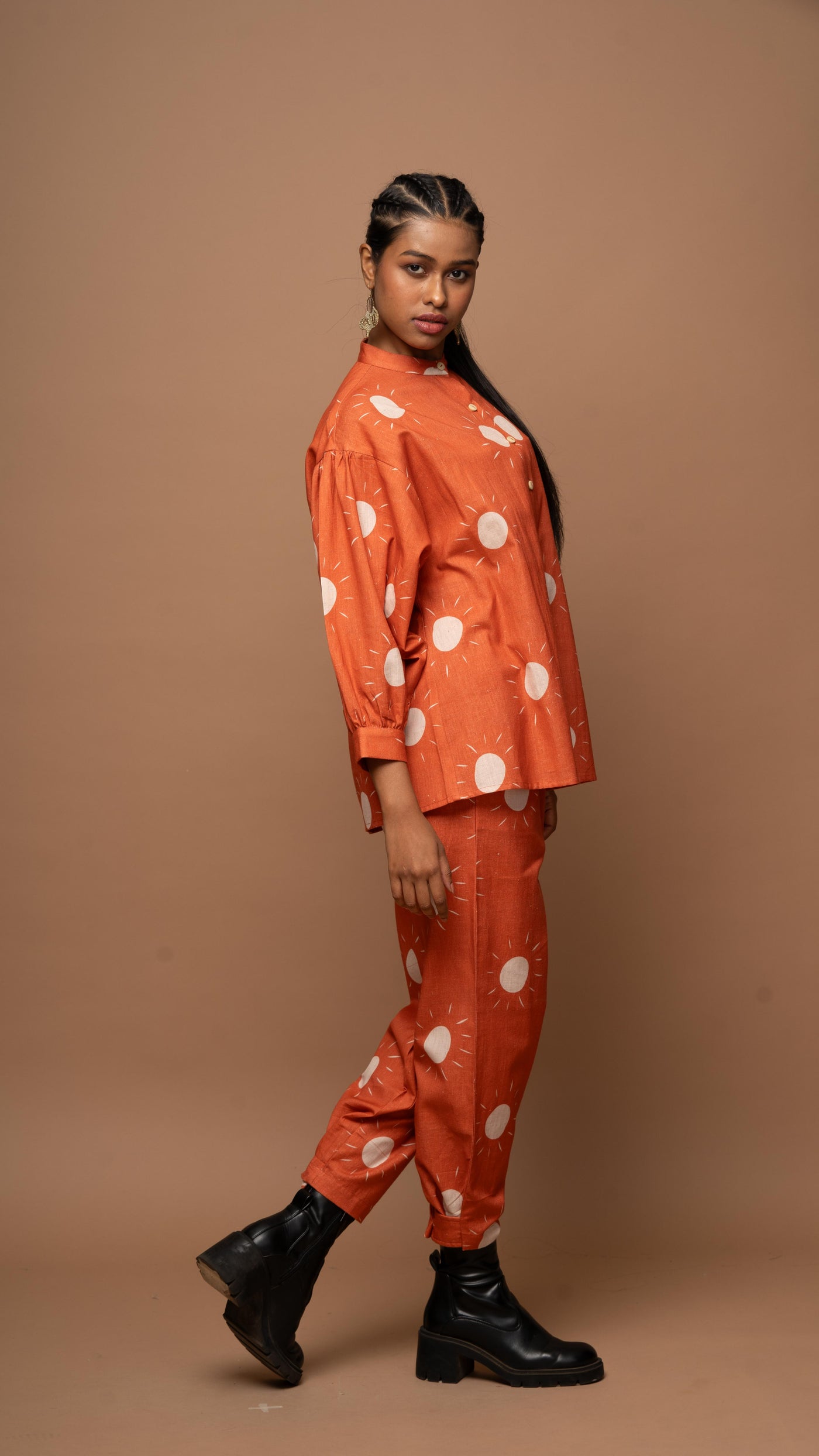 Terracotta Vista Co-ord Pants Set in Sunshines On Pattern