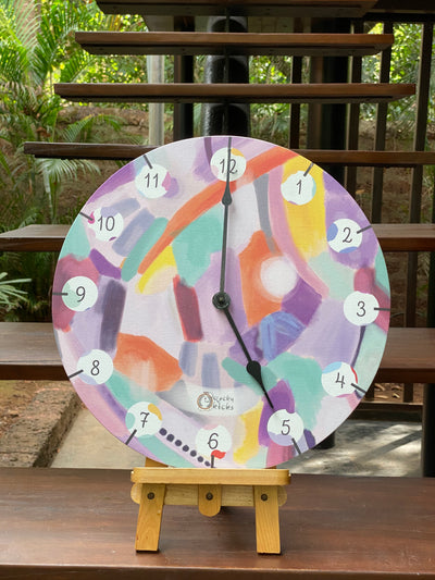 Purple Whimsy Strokes Clock