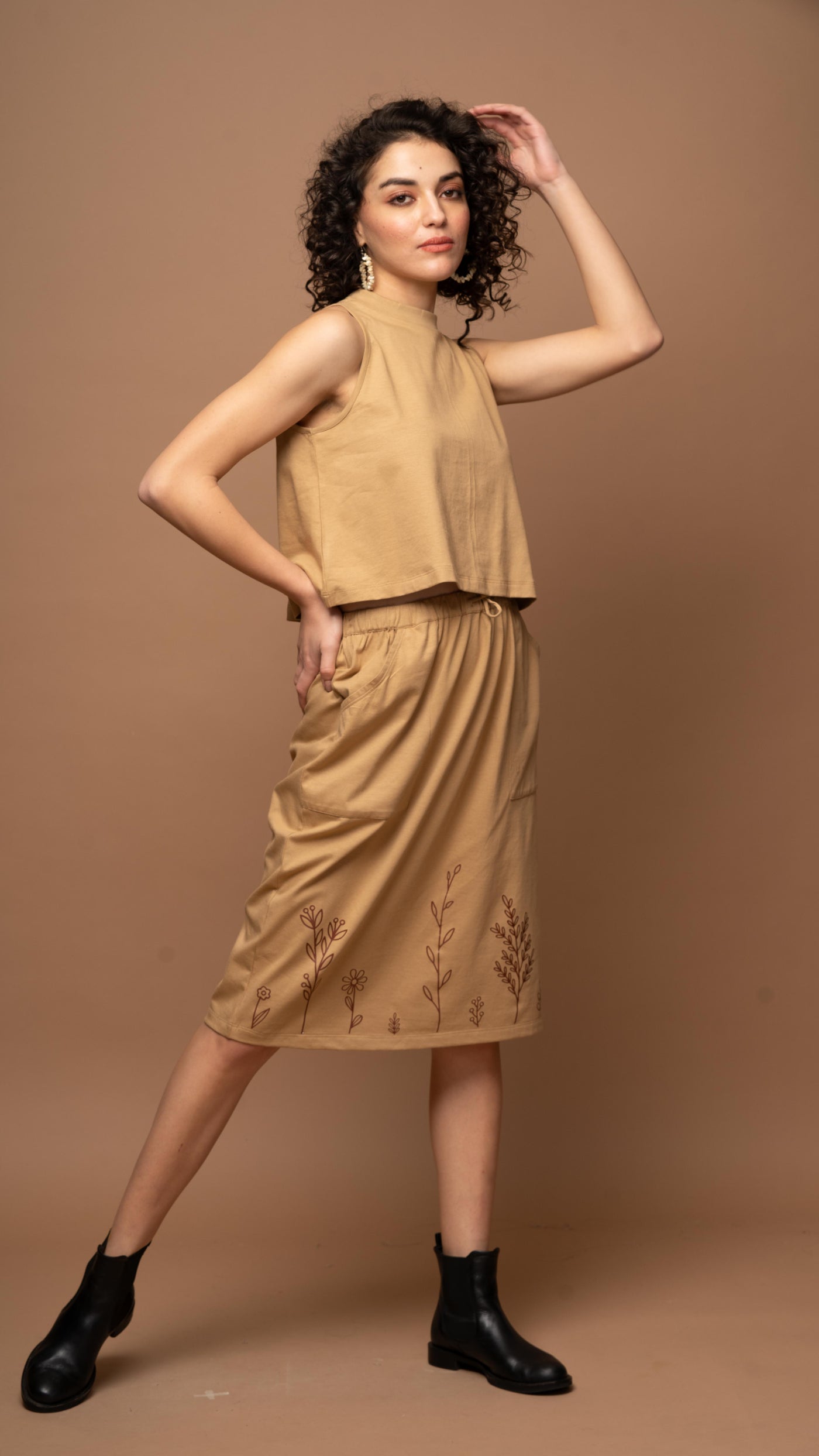 Sands & Leaves - Beige Skirt Co-ord