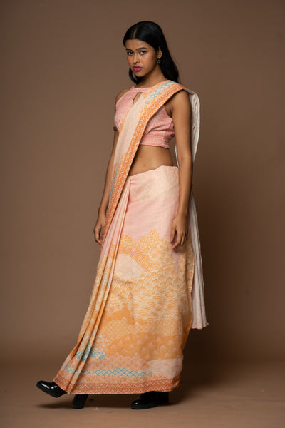 Dreamy Vistas Linen Sari