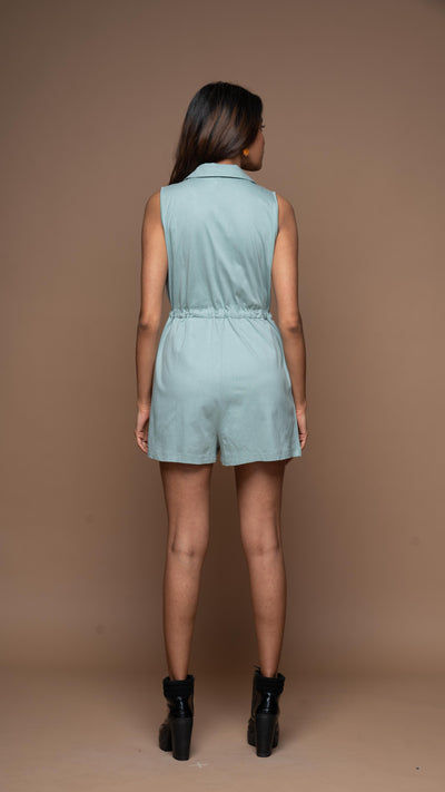 The Collared Look Jumpsuit in Sea Green