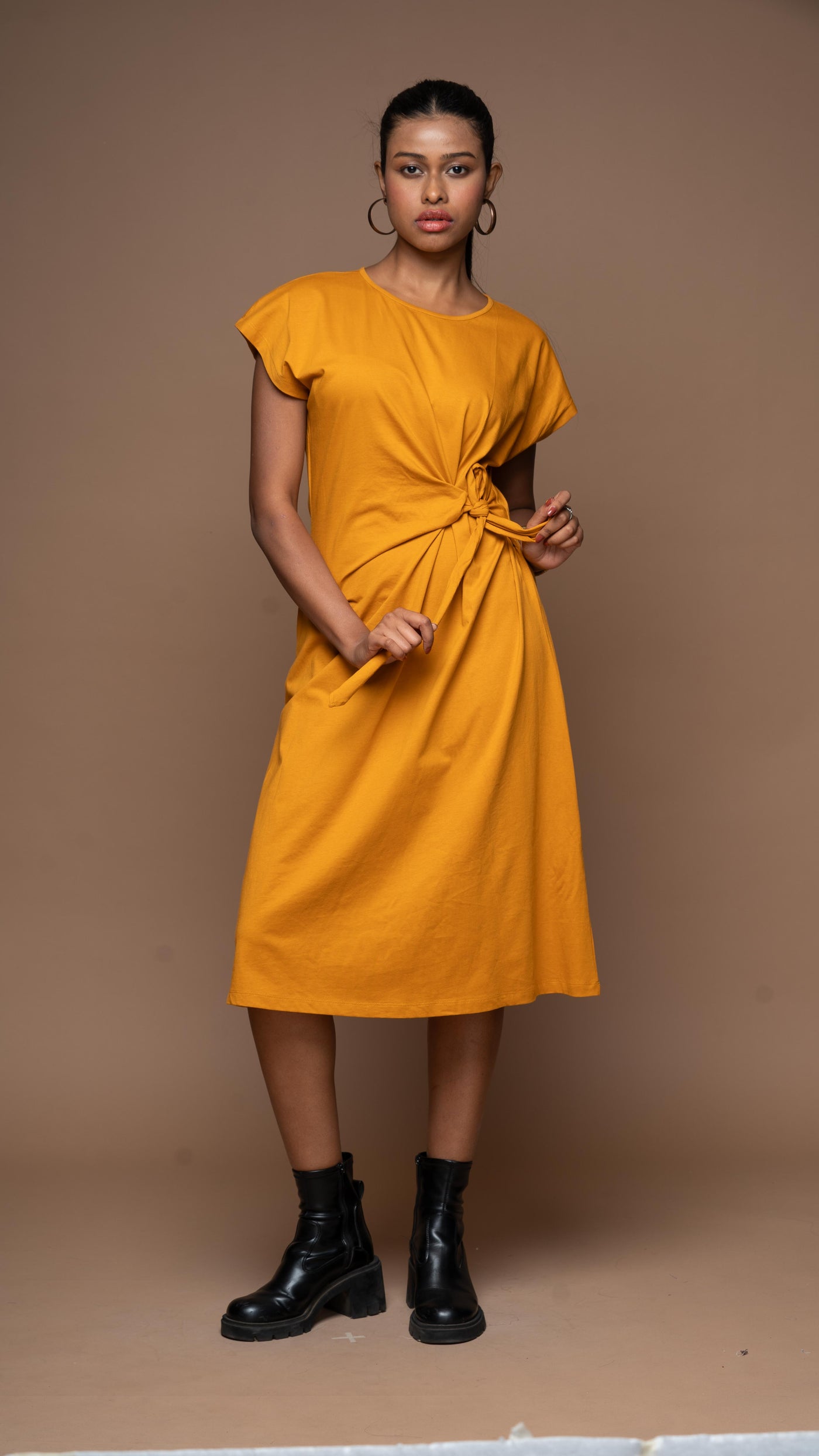 Knot Me Pretty Jersey Dress - Mustard