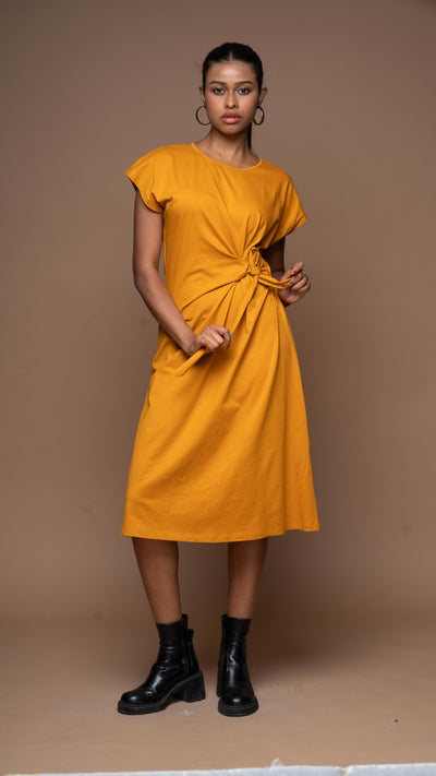 Knot Me Pretty Jersey Dress - Mustard