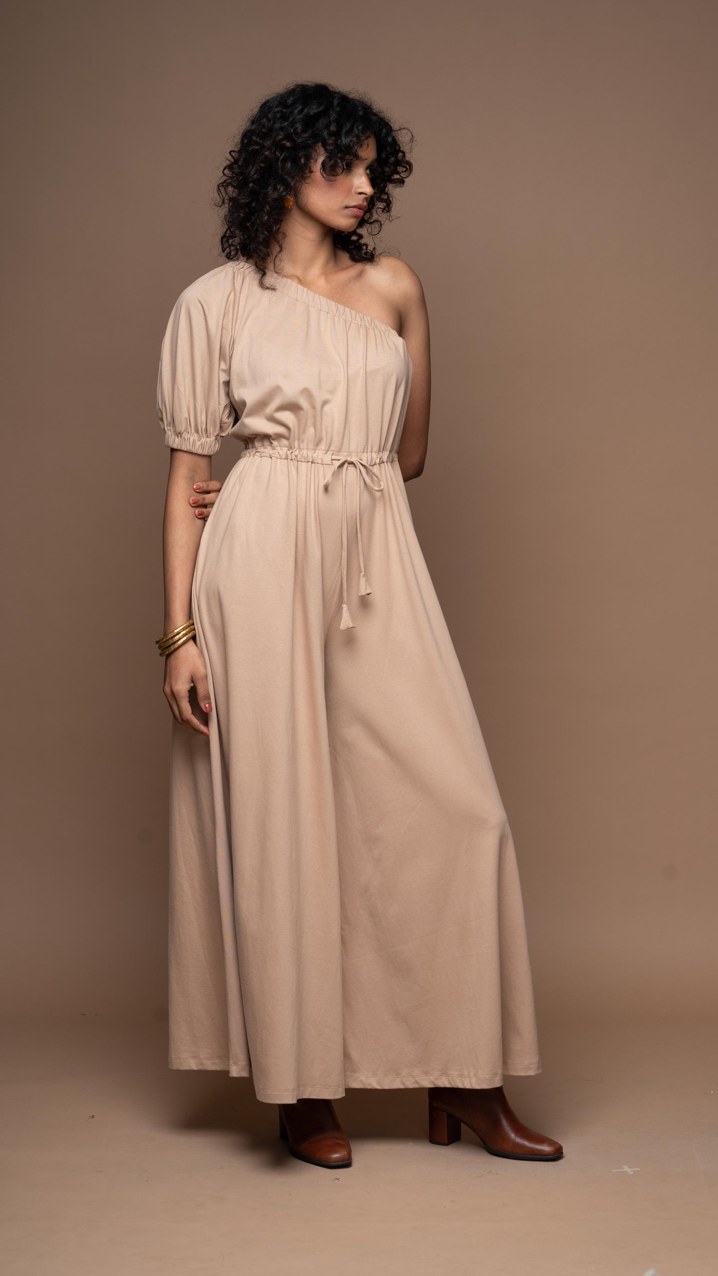 One Side Story Jumpsuit in Beige