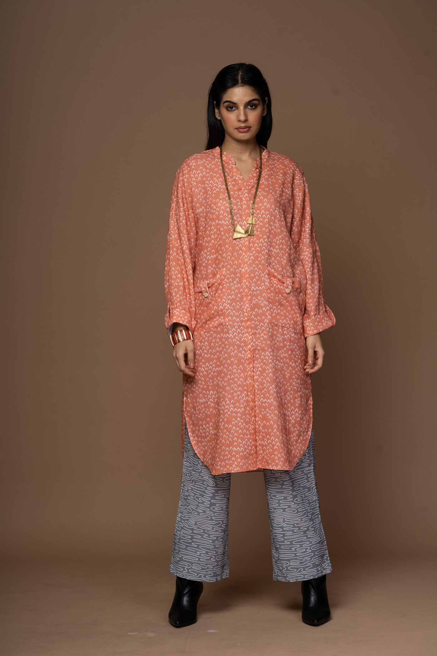 Terracotta Vero Kurta in Faraway Land Pattern