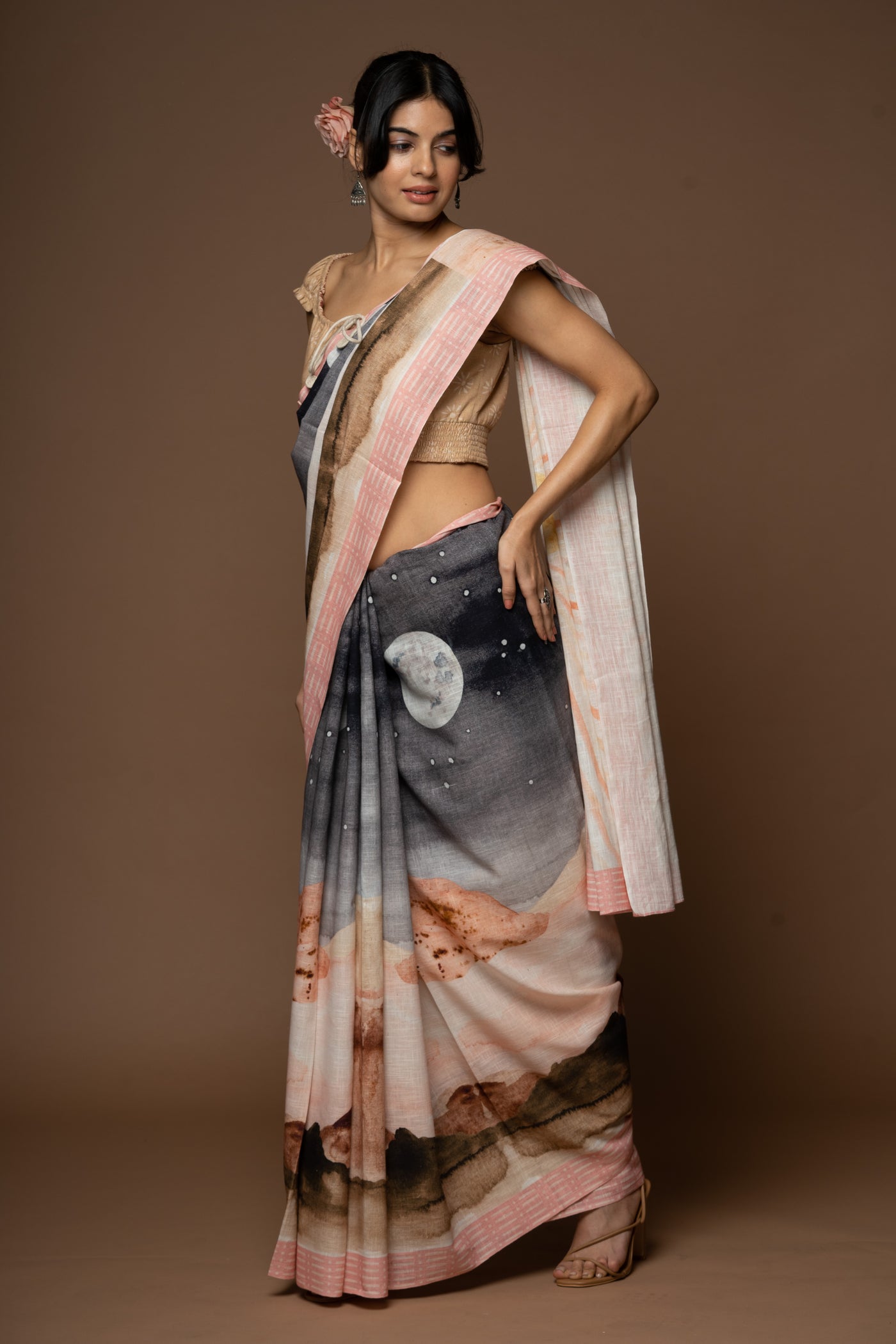 Dusk to Dawn Linen Sari