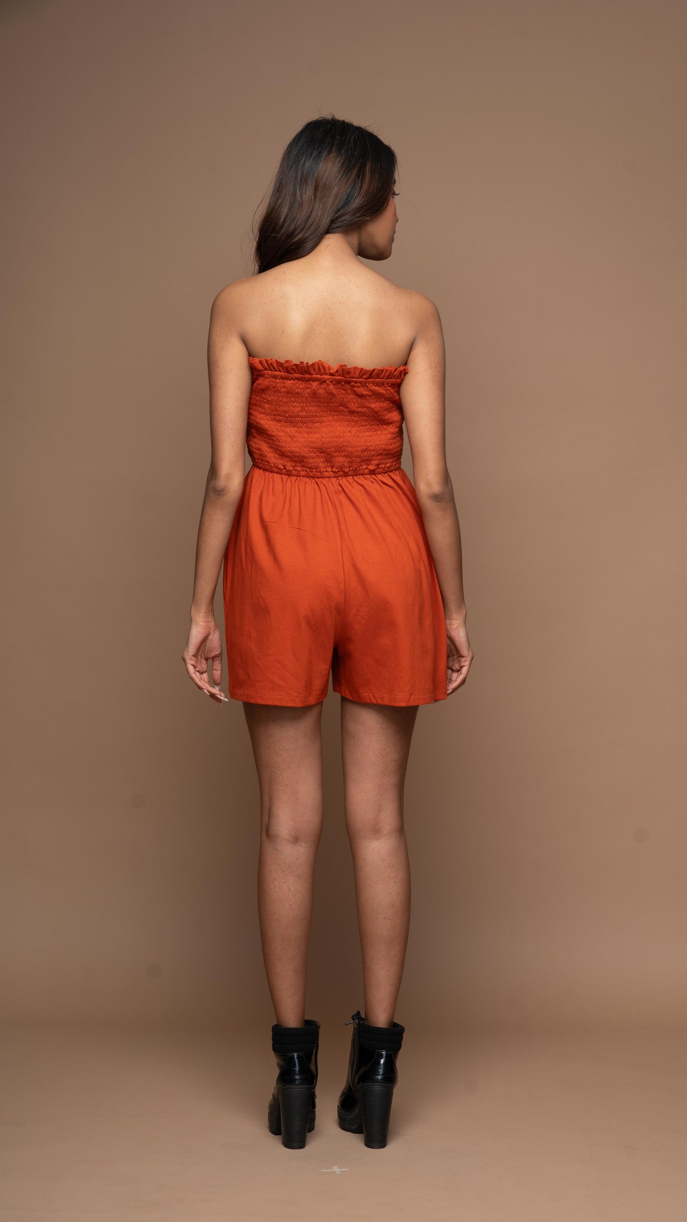 Strapless Vibe Jumpsuit in Rust