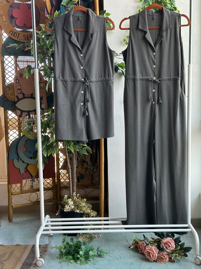 The Collared Look Jumpsuit in Steel Gray