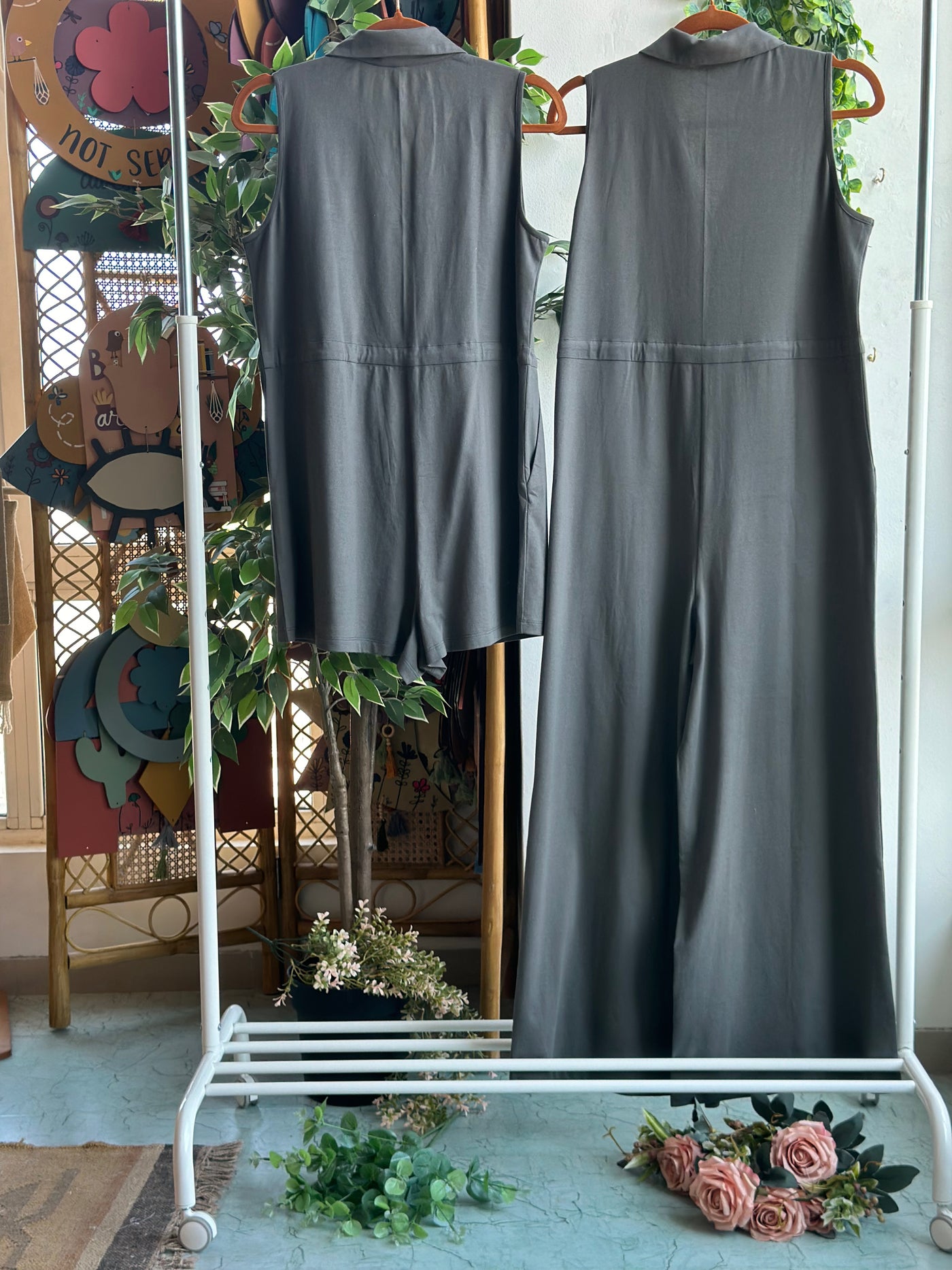 The Collared Look Jumpsuit in Steel Gray