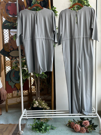 Timeless Crossover Jumpsuit in Gray Blue