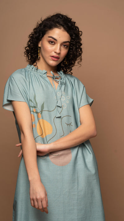 Serene Blue Peaceful Pause Shirt Dress