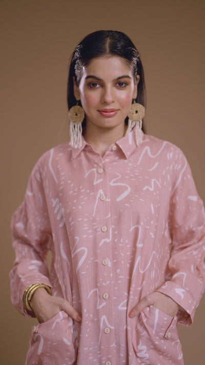 Blush Lira Kurta in Notes and Scribbles Pattern