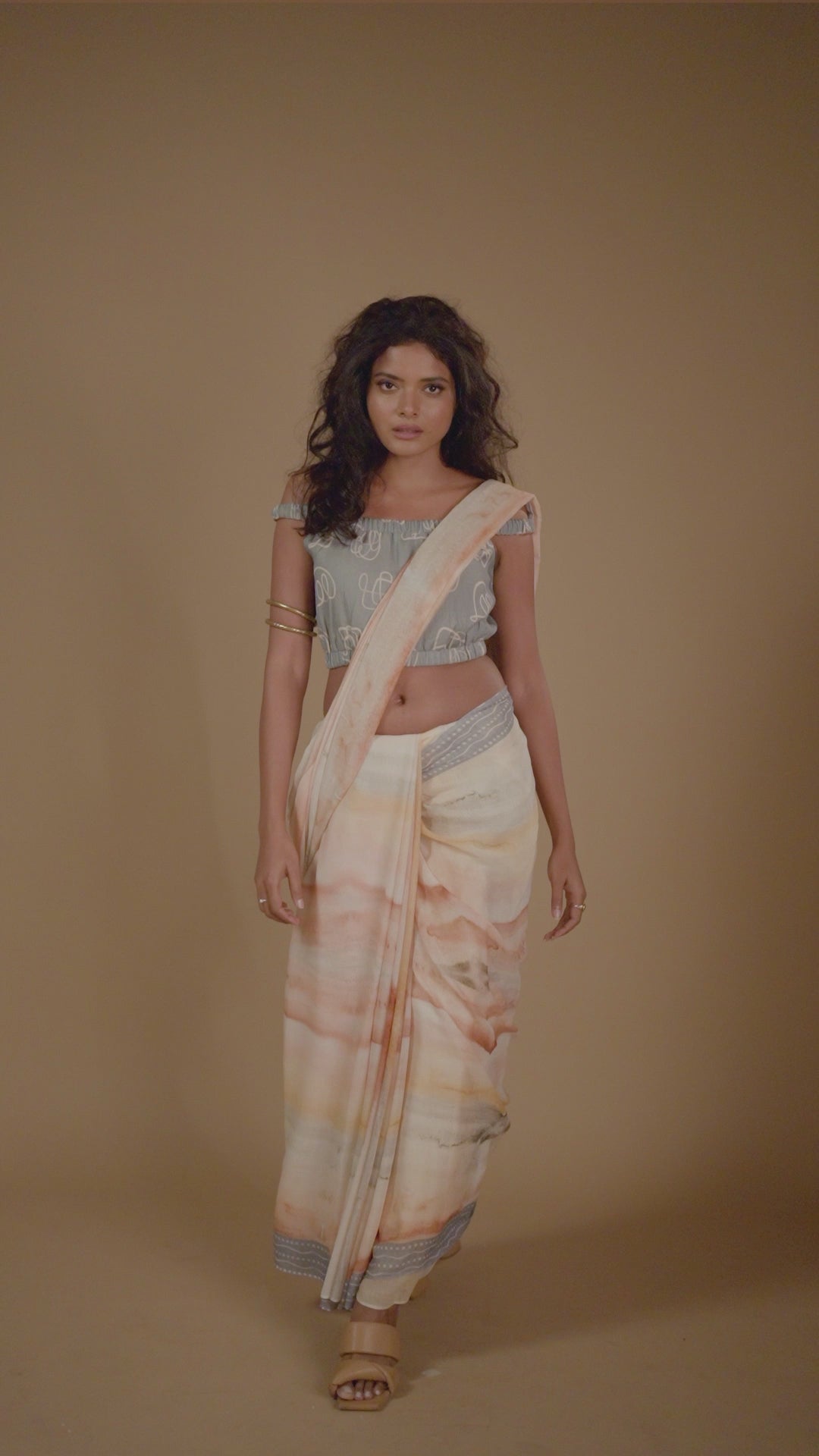 Dreamy Ripples Cotton Sari