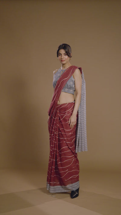 Flowing Tides Cotton Sari