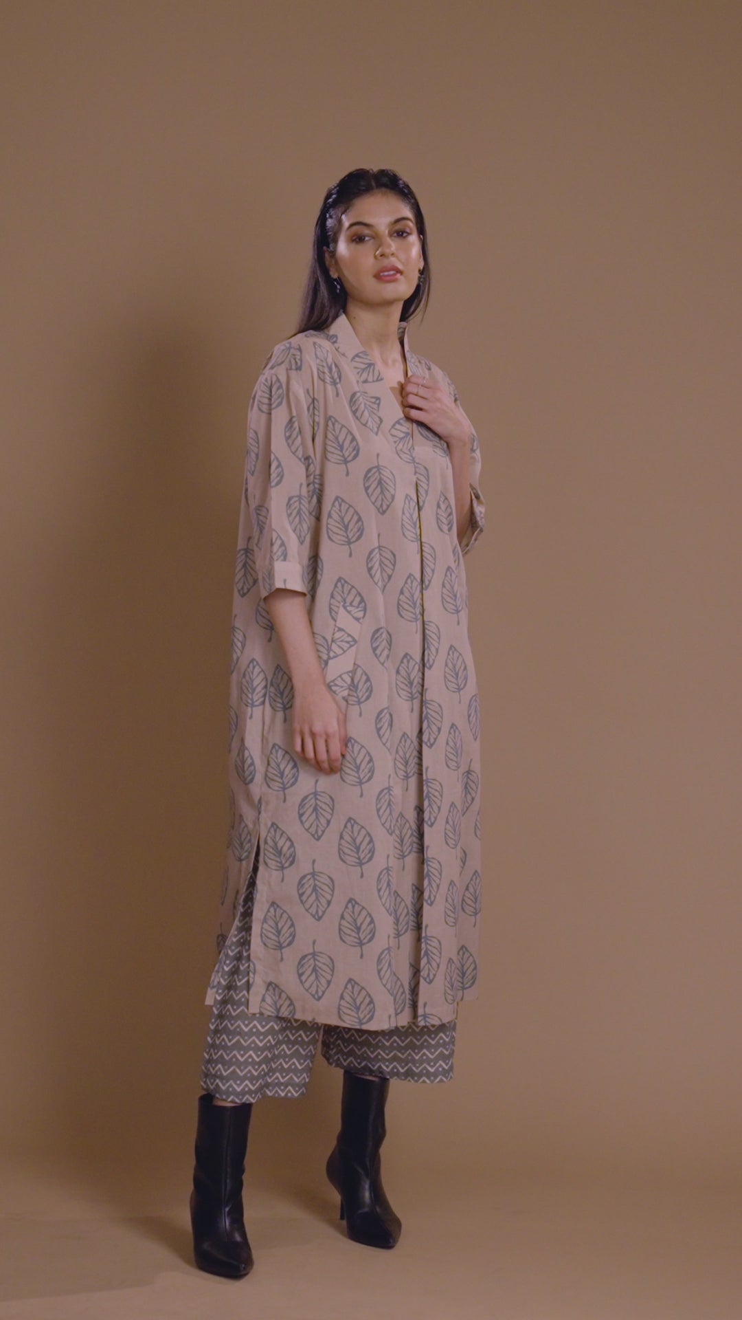 Beige Luma Kurta in We are one Pattern