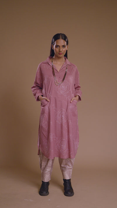 Mauve Alma Kurta in Scents of Memories Pattern