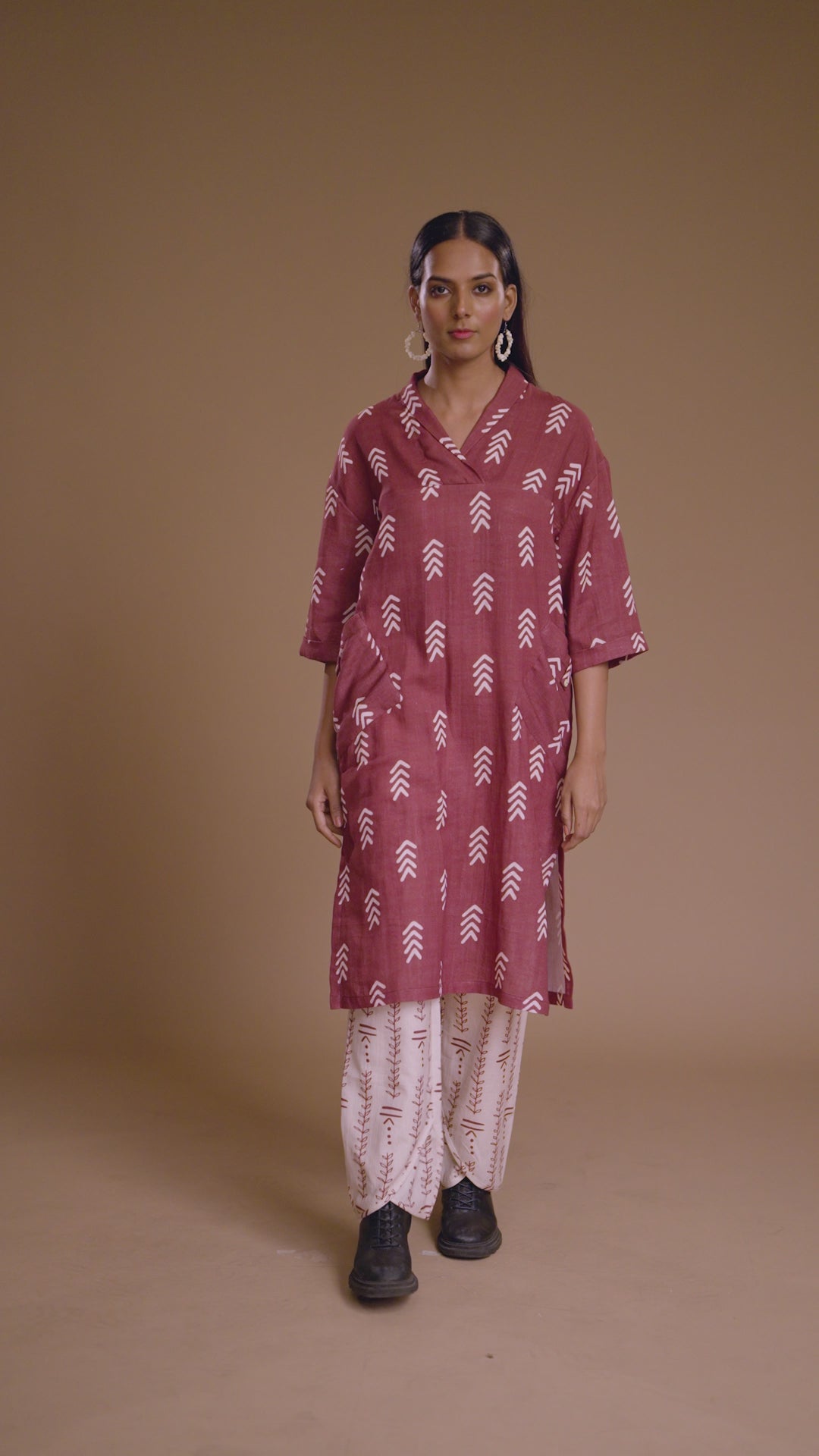 Plum Kiva Kurta in Altruist Pattern