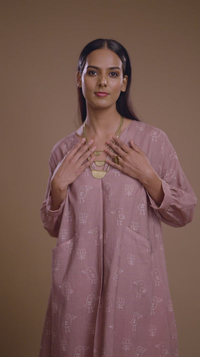 Mocha Sway Kurta in Good Morning Pattern