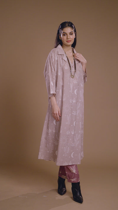 Beige Fira Kurta in All together again Pattern