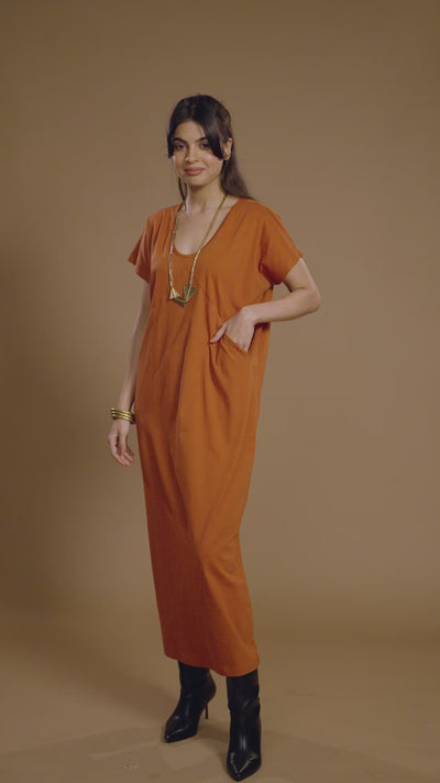 Effortless Pocket Dress - Rust